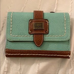 Light blue and brown BOC RFID protected wallet